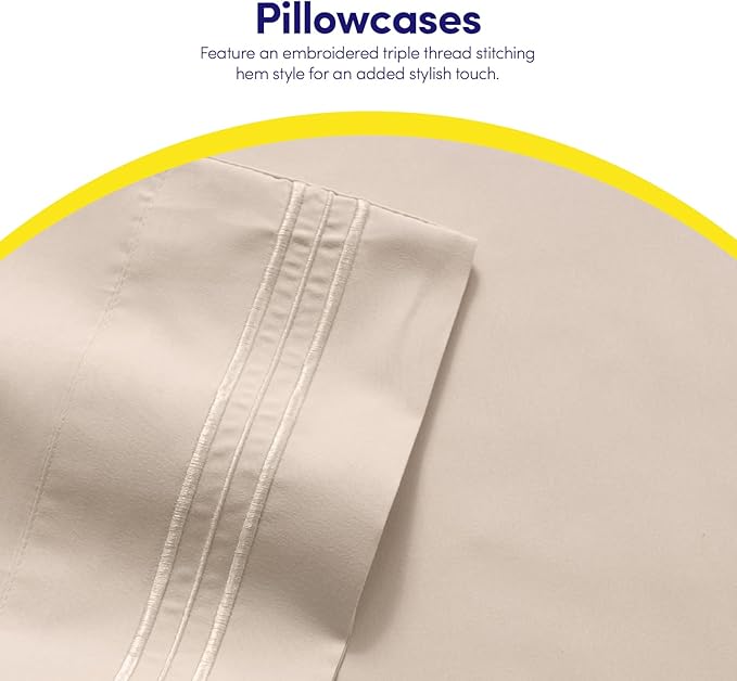 1500 Supreme Collection Queen Sheet Sets Beige Cream - Luxury Hotel Bed Sheets and Pillowcase Set for Queen Mattress - Extra Soft, Elastic Corner Straps, Deep Pocket Sheets, Queen Beige Cream