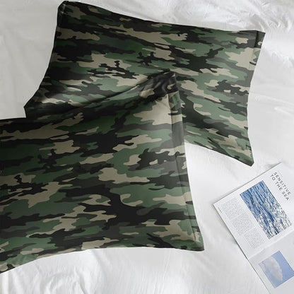 Comforter Set Full Size, Camo Army Camouflage 7 Pcs Bedding for Kids and Adults, Military Bed Sheet Sets with Fitted Sheet 2 Pillowcase & 2 Sham for Bedroom Bed Decor