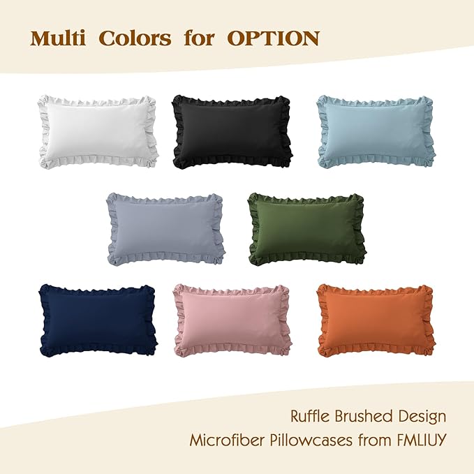 Ruffle Pillow Cases King Size Set of 2 – Soft Wrinkle Resistant Brushed Microfiber Ruffled Pillowcases –Envelope Pillow Shams Cover Festive Gift for Hotels, Guest Rooms 20x36 Inch (Silver Gray)