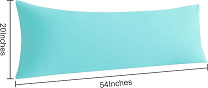 NTBAY Body Pillow Cases Set of 2, 2 Pack Brushed Microfiber 20x54 Pillow Cases, Soft, Wrinkle, Fade, Stain Resistant Aqua Pillow Cases with Envelope Closure, 20x54 Inches, Aqua