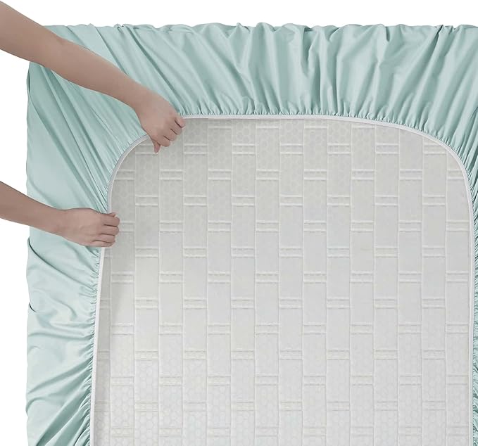 Clara Clark Cal King Sheets, 6 Piece Set - Hotel Luxury Sheets for Cal King Size Bed, Super Soft Bedding Set, Cal King Size, Aqua Light Blue