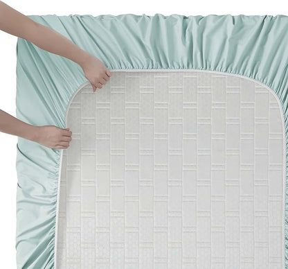 Clara Clark Cal King Sheets, 6 Piece Set - Hotel Luxury Sheets for Cal King Size Bed, Super Soft Bedding Set, Cal King Size, Aqua Light Blue