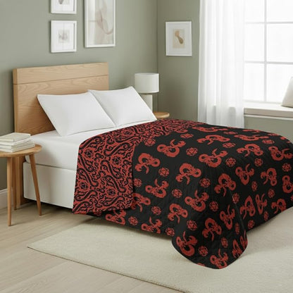 Northwest Dungeons & Dragons “Heed The Call” Full/Queen Quilted Blanket, Cozy Fantasy Bedding for Gamers, Kids & Adults, Throw for Bedroom, Sofa, or Game Room Décor, 90 x 90 Inches