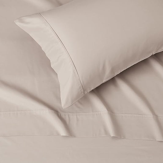 Amazon Basics Lightweight Super Soft Easy Care Microfiber 3-Piece Bed Sheet Set with 14-Inch Deep Pockets, Twin XL, Taupe, Solid (Pack of 4)