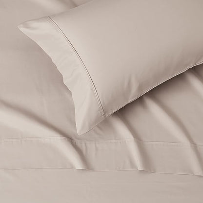 Amazon Basics Lightweight Super Soft Easy Care Wrinkle-Free Breathable Brushed Microfiber 3-Piece Bed Sheet Set with 14-Inch Deep Pockets, Twin, Taupe, Solid