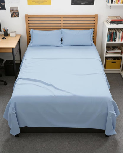 Full XL Bed Sheet - 4 Piece Full XL Bed Sheets Set - Soft, Breathable & Cooling - Hotel Luxury Bedding for Women, Men, Kids, Teens, Boys & Girls - Deep Pockets, Comfy, Fade & Wrinkle Free - Sky Blue