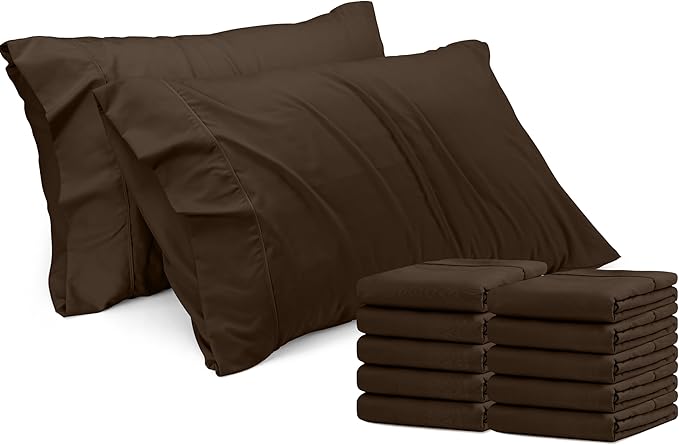 Utopia Bedding Queen Pillow Cases - 12 Pack - Envelope Closure - Soft Brushed Microfiber Fabric - Shrinkage and Fade Resistant Pillow Covers Queen Size 20 X 30 Inches (Queen, Brown)