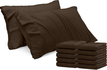 Utopia Bedding Queen Pillow Cases - 12 Pack - Envelope Closure - Soft Brushed Microfiber Fabric - Shrinkage and Fade Resistant Pillow Covers Queen Size 20 X 30 Inches (Queen, Brown)