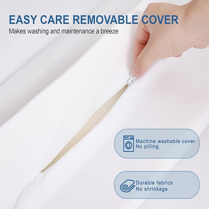 Vekkia 80" x 10" Twin XL/Twin to King Converter with Internal PE Support Sheet & High-Density Foam, Split King Gap Filler for Adjustable Bed, Guest Room, Vacation Rentals, Hotel, Washable Cover