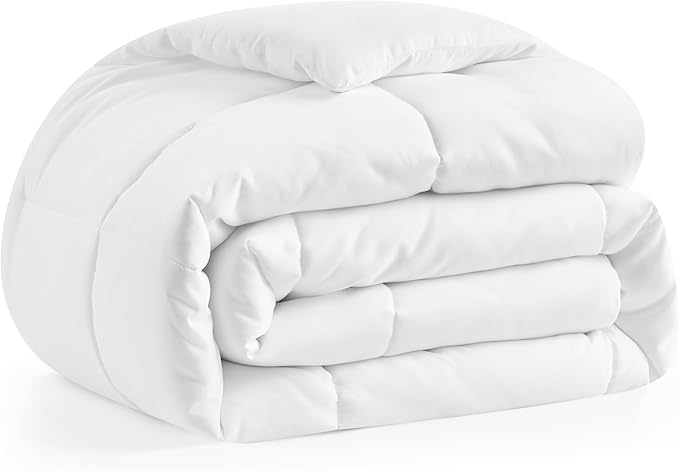 Casual Living Duvet Insert Twin Comforter Cooling Blanket Lightweight Hypoallergenic Reversible White Comforter with Box Stitching Fluffy Bedding Down Alternative Machine Washable, Twin, White