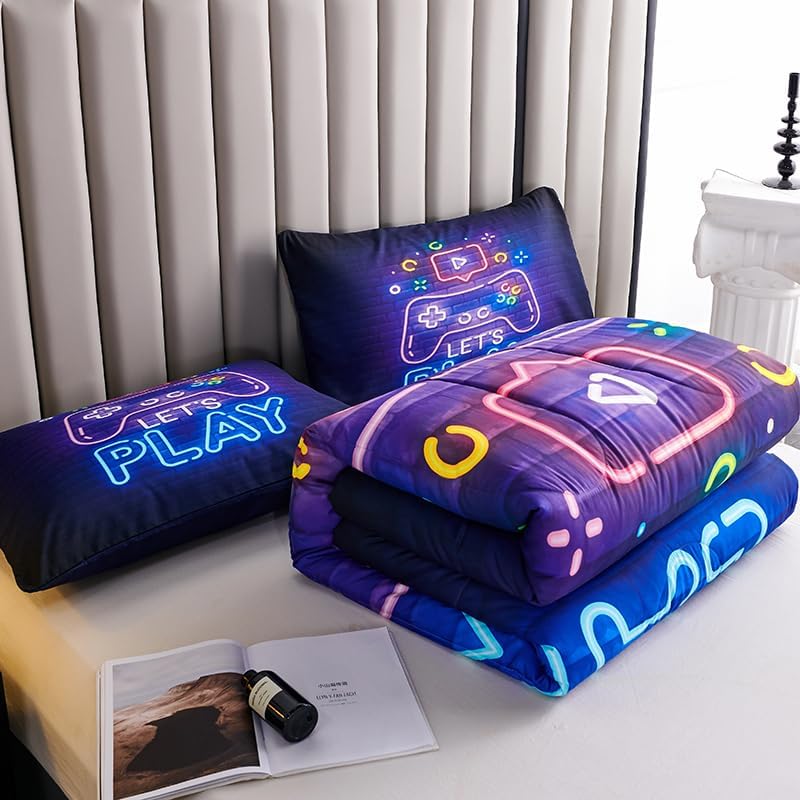 Teen Boy Comforter Set - Queen Size, Kids Bedding Set Including 1 Gaming Comforter & 2 Pillowcases