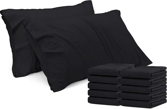 Utopia Bedding Standard Pillow Cases - 12 Pack - Envelope Closure - Soft Brushed Microfiber Fabric - Shrinkage and Fade Resistant Pillow Covers Standard Size 20 X 26 Inches (Standard, Black)