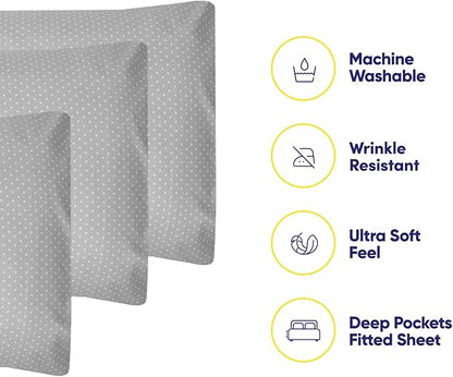 Queen Sheets Dot Grey - 6 Piece 1500 Supreme Collection Fine Brushed Microfiber Deep Pocket Queen Sheet Set Bedding - 2 Extra Pillow Cases, Great Value, Queen, Dot Gray