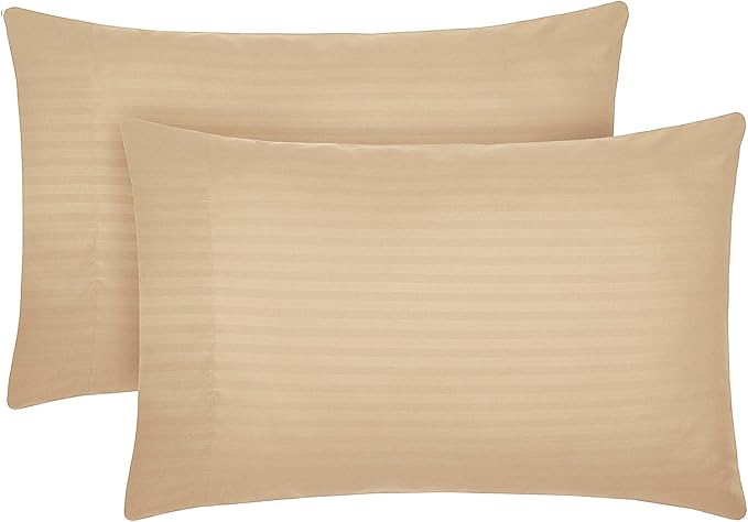 Mellanni Pillow Cases - Luxury, Extra Soft, Cooling Pillow Covers - 2 PC Iconic Collection Pillowcases - Envelope Closure (King 20" x 40", Striped Beige)