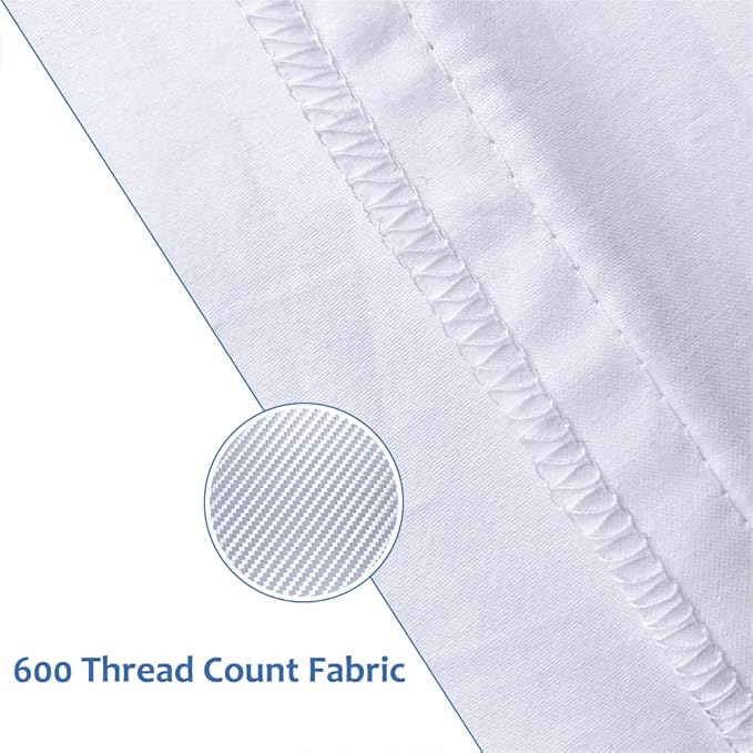 Precoco King Pillow Cases Set of 2 | 100% Cotton White Pillowcases King Size with 600 Threads | Stable Pillow Covers with Zipper Hidden for Hotel Quality, 20x36