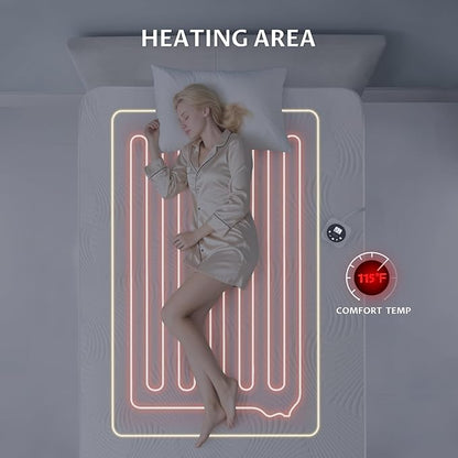 Twin Size Electric Heated Mattress Pad - Bed Warmer with Memory & Preheat Functions, 12 Heat Settings Single Control for 1-12 Hours Auto Off, Lighted Button