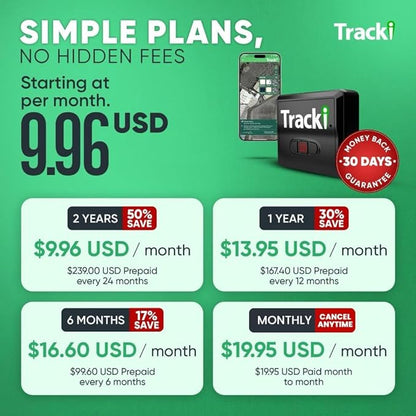 Tracki Mini GPS Tracker, Subscription Required, Cancel Anytime – Universal Compact 4G LTE Tracker for Vehicles (Tracker + Mini Box)
