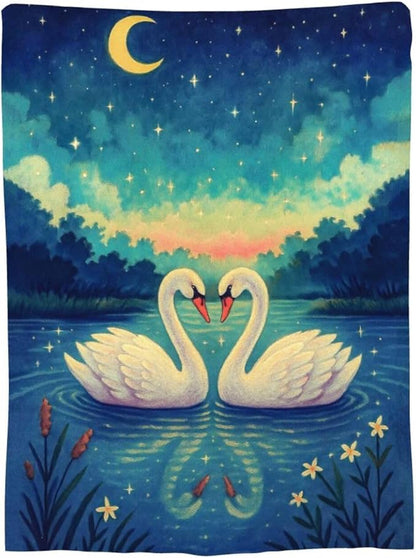 Swan Blanket Super Soft Warm Fluffy Fleece Flannel Animal Throw Blanket Cozy Fuzzy Plush Stuff Bedding Blankets Gifts for Women Kids Boys Girls Adults 50"X40"