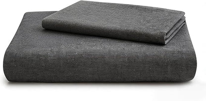 LOVQUE 100% Washed Cotton Duvet Cover Twin Size, Grey Fade-Resistant Natural Bedding Set (No Comforter), 68x90 Inches