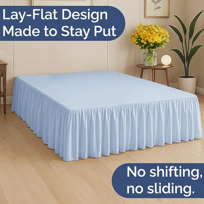 Bedskirt Twin Size Ruffle - 18 inch Drop Dust Ruffle Bed Skirt with Platform - Ultra-Soft, Easy Fit, Premium Hotel Quality - Wrinkle, Fade & Shrink Resistant - for Women, Men, Kids & Teens - Sky Blue