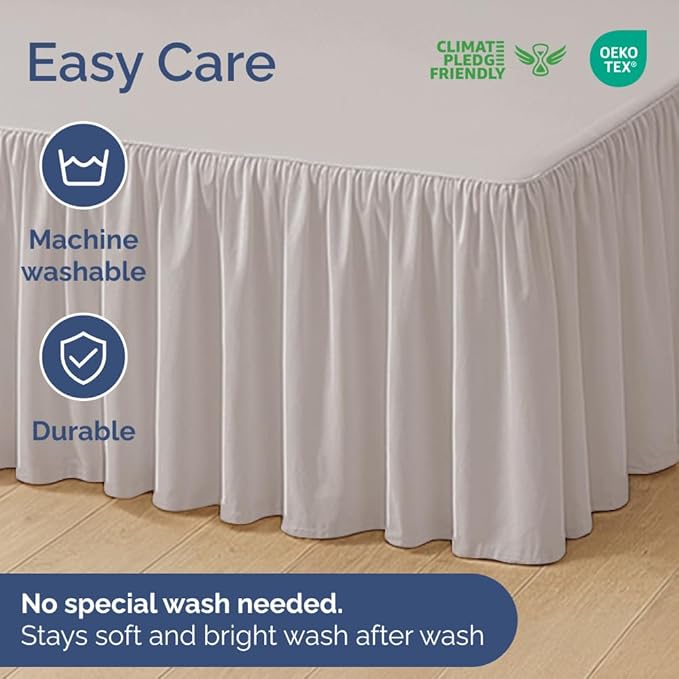 Bedskirt Full Size Ruffle - 18 inch Drop Dust Ruffle Bed Skirt with Platform - Soft, Easy Fit, Premium Hotel Quality - Wrinkle, Fade & Shrink Resistant - for Women, Men, Kids and Teens - Light Grey
