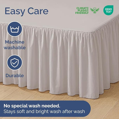 Bedskirt Queen Size Ruffle - 15 inch Drop Dust Ruffle Bed Skirt with Platform - Soft, Easy Fit, Premium Hotel Quality - Wrinkle, Fade & Shrink Resistant - for Women, Men, Kids and Teens - Light Grey