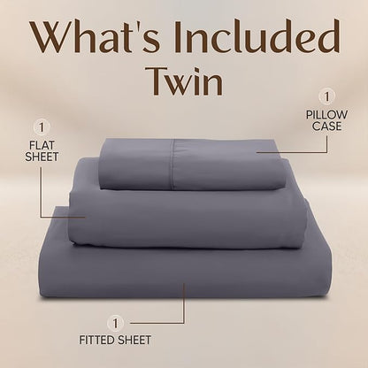 Utopia Bedding Twin Sheet Set – 3 Piece Bed Sheets for Twin Size Bed, Soft and Breathable Microfiber, Includes 1 Fitted Sheet, 1 Flat Sheet and 1 Pillowcase (Grey)