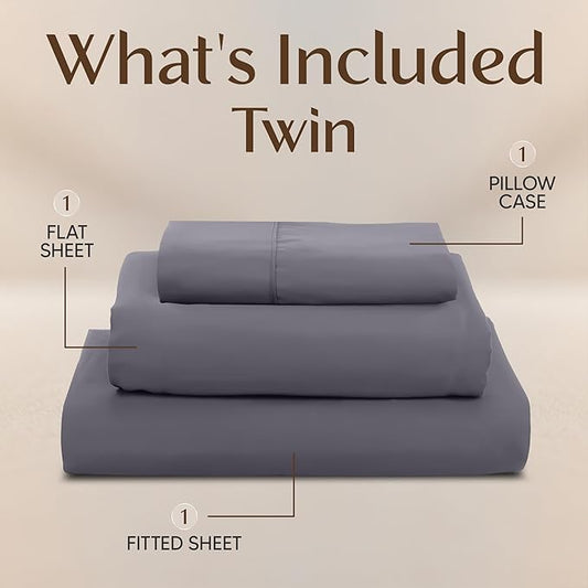 Utopia Bedding Twin Sheet Set – 3 Piece Bed Sheets for Twin Size Bed, Soft and Breathable Microfiber, Includes 1 Fitted Sheet, 1 Flat Sheet and 1 Pillowcase (Grey)