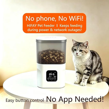 HIFAY ATX4 Automatic Cat Feeder – 4L Timed Cat Dry Food Dispenser ， All the Food Could be dispensed Normally After the Power outages, Auto Pet Feeder for Cats and Dogs