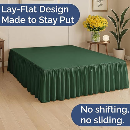 Bedskirt Full Size Ruffle - 18 inch Drop Dust Ruffle Bed Skirt with Platform - Soft, Easy Fit, Premium Hotel Quality - Wrinkle, Fade & Shrink Resistant - For Women, Men, Kids and Teens - Emerald Green