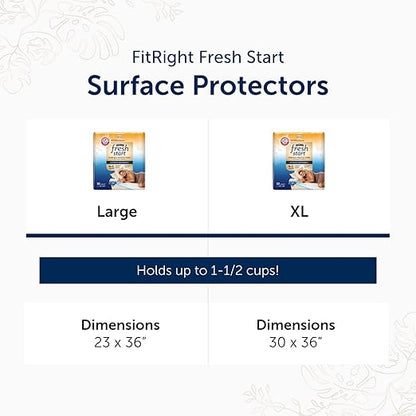 FitRight Fresh Start Disposable Underpads 30" x 36" (10 Count) Bed Pads for Incontinence, Absorbent Chucks Pads with The Odor-Control Power of ARM & Hammer (10 Count, Pack of 1)