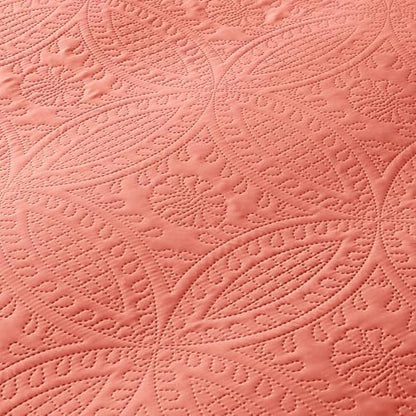 akkialla Coral Full/Queen Quilt Set,Ultrasonic Lightweight Bedspread Coverlet for Modern Minimalist Bedroom,Soft Microfiber Coin Pattern Bedding,3-Piece (1 Quilt,2 Pillow Shams)