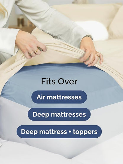 Extra Deep King Sheet Set - 6 Piece Breathable and Cooling Sheets - Hotel Luxury Bedding for Women, Men, Kids & Teens - Easy Secure Fit - Soft, Wrinkle Free and Comfy - Extra Deep Pockets - Off White