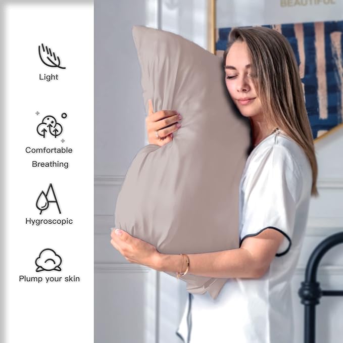 Mulberry Silk Pillowcase for Hair and Skin Pillow Case with Hidden Zipper Soft Breathable Smooth Cooling Silk Pillow Covers for Sleeping (Lotus Root Pink, King,1Pcs)