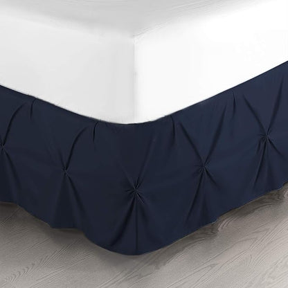 Nestl Navy Blue Bed Skirt - Pinch Pleat Full Size, 14" Drop, Premium Microfiber