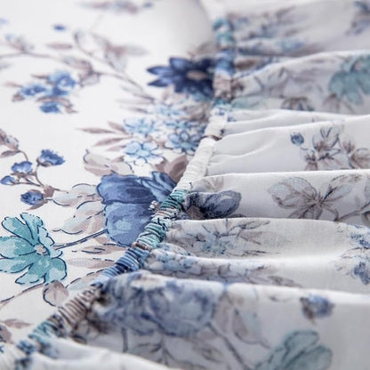 DAUAOTO Twin XL Cotton Sheets Set Printed Bedding Sets, Up to 14" Deep Mattress, Floral Pattern Bedlinen for Twin Extra Long Bed, French Blue