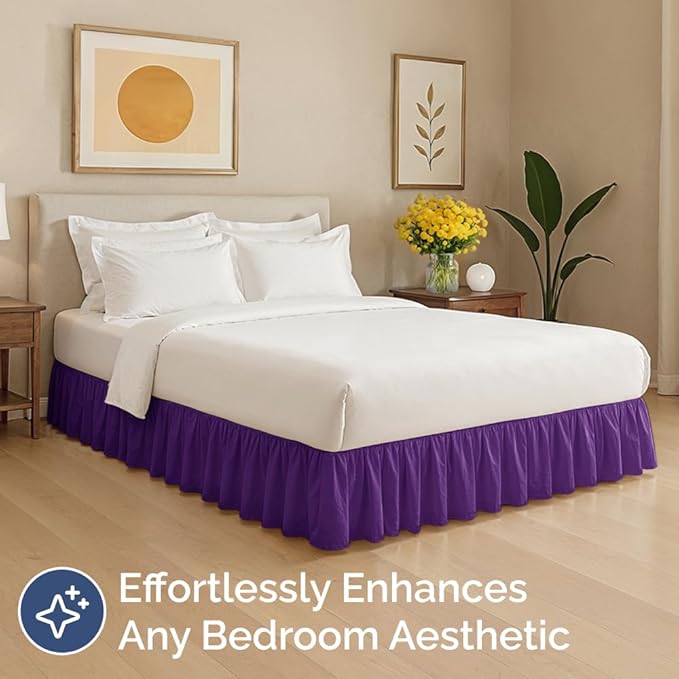 Bedskirt King Size Ruffle - 18 inch Drop Dust Ruffle Bed Skirt with Platform - Ultra-Soft, Easy Fit, Premium Hotel Quality - Wrinkle, Fade & Shrink Resistant - for Women, Men, Kids and Teens - Purple