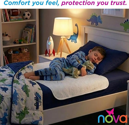 NOVA Medical Products Waterproof Reusable Underpad with 100% Cotton Skin Soft Top Layer, Washable Incontinence Bed and Surface Overlay, Super Absorbent, 18â€ x 18â€