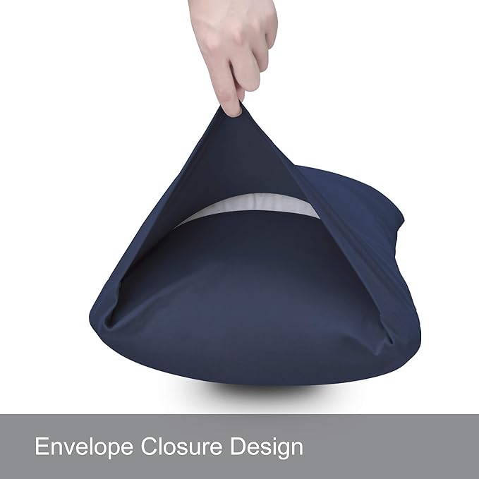 2-Pack Stretch Pillow Cases - Jersey Knit & Ultra Soft Envelope Closure Pillowcases T-Shirt Like Microfiber Blend - Suitable for 20x36/20x40 King Size Set of 2, Navy