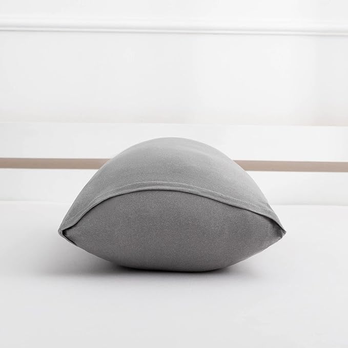 2-Pack Stretch Pillow Cases - Jersey Knit & Envelope Closure Pillowcases with Ultra Soft T-Shirt Like Polyester Blend - Suitable for Queen or Standard Size Set of 2, Light Heather Gray