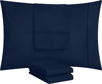 Utopia Bedding King King Pillow Cases - 4 Pack - Envelope Closure - Soft Brushed Microfiber Fabric - Shrinkage and Fade Resistant Pillow Covers 20 X 36 Inches (King Std, Navy)