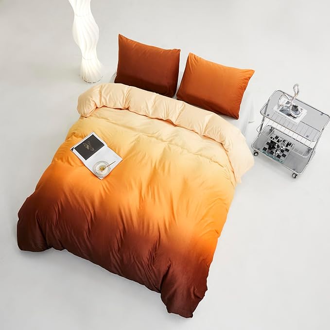 CLOTHKNOW Orange Yellow Queen Comforter Set Velvet Bedding Comforter Sets Dark Yellow Queen Comforter Soft Caramel Comforter Sets Queen