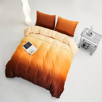 CLOTHKNOW Orange Yellow Queen Comforter Set Velvet Bedding Comforter Sets Dark Yellow Queen Comforter Soft Caramel Comforter Sets Queen