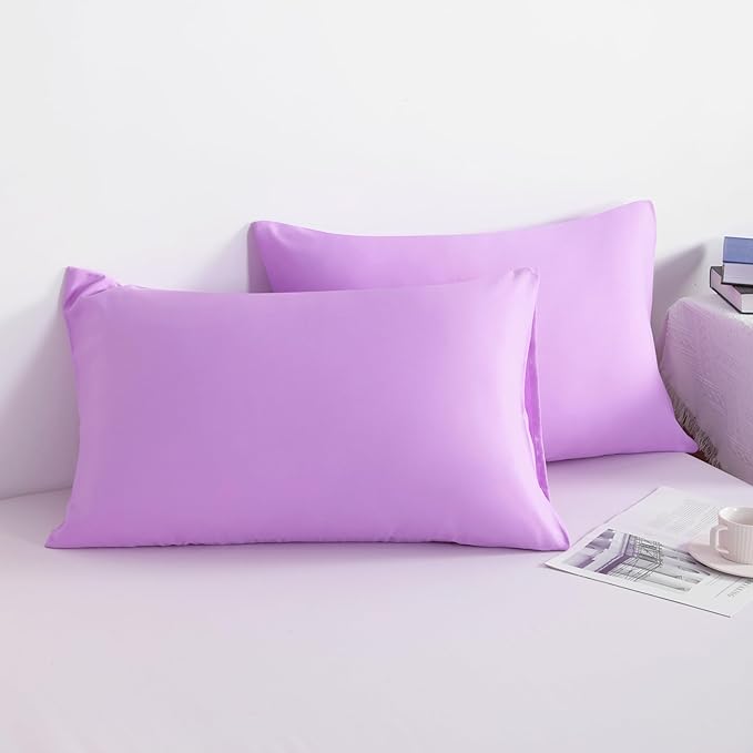 NTBAY King Pillowcase Set - 2 Pack Brushed Microfiber 20x40 Pillowcases - Soft, Wrinkle-Free, Fade-Resistant, Stain-Resistant, Light Purple Pillowcases with Envelope Closure - 20x40 Inches