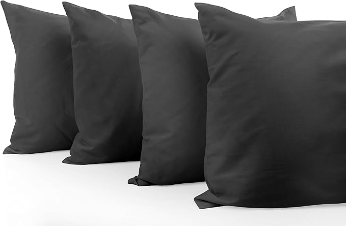 Comfort Beddings Queen Pillowcases Set of 4 – 100% Organic Cotton, 600 Thread Count Sateen, Soft & Comfy Pillow Covers with Envelope Closure, Grey, Queen Size 20 x 30 Inches