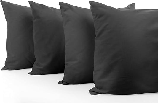 Comfort Beddings King Pillowcases Set of 4 – 100% Organic Cotton, 600 Thread Count Sateen, Soft & Comfy Pillow Covers with Envelope Closure, Grey, King Size 20 x 36 Inches