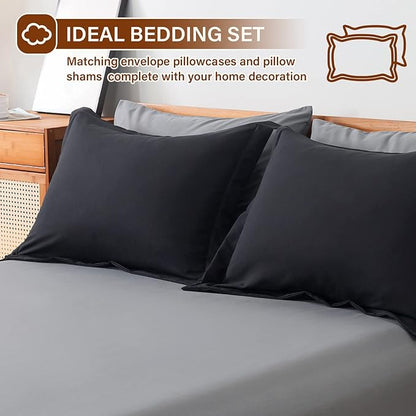 Cosybay Bed in a Bag King Reversible Comforter Sets 7pcs All Season Down Alternative Bedding Sets Black and Grey with Comforter, Pillow Shams, Flat Sheet, Fitted Sheet and Pillowcase