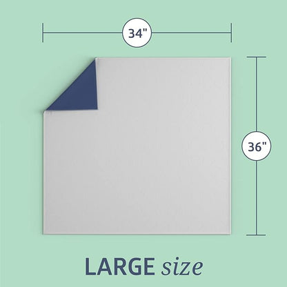 Medline Washable Bed Pads for Incontinence, Large 34 x 36 inch Reusable Underpads, 4 Pack, Pee Pads for Dogs, Adults, Kids and Baby, Navy with Gray Top Sheet
