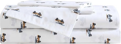 Eddie Bauer - Twin XL Sheet Set, Breathable Cotton Percale Bedding Set with Matching Sham(s), Crisp & Cool Bedding Essentials, Oeko-Tex Certified (Out to The Beach Orange, Twin XL)