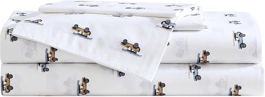 Eddie Bauer - Queen Sheet Set, Breathable Cotton Percale Bedding Set with Matching Sham(s), Crisp & Cool Bedding Essentials, Oeko-Tex Certified (Out to The Beach Orange, Queen)